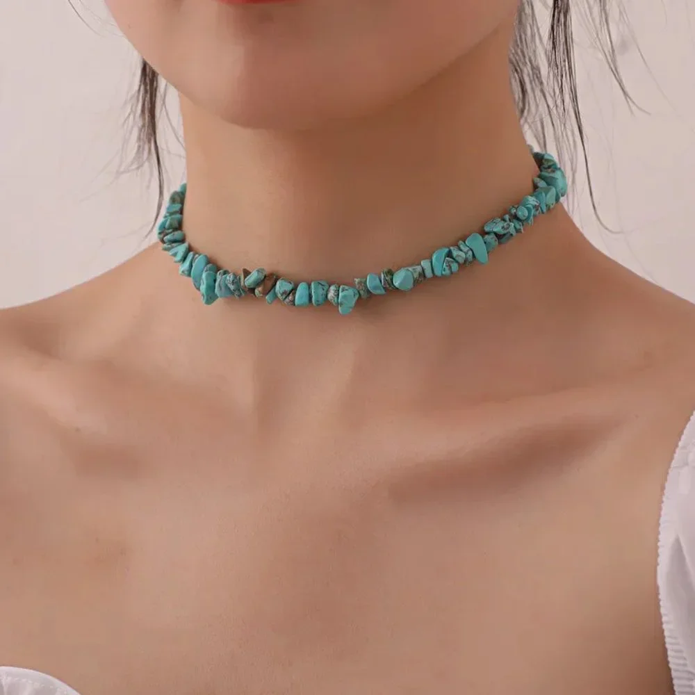 Western Southwestern Turquoise Beaded Boho Choker Necklace NEW - Picture 7 of 7